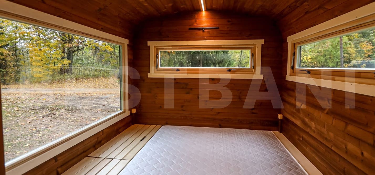 купить баню квадро EGOIST вид сбоку с торца под ключ Минск Гродно Гомель