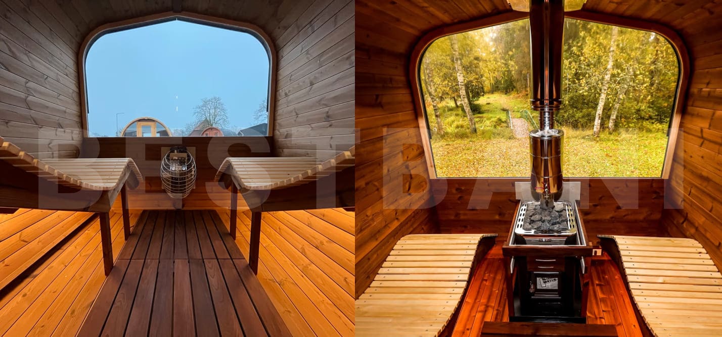 купить баню под ключ EGOIST парная с дровяной печью и панорамным окном Минск Гродно