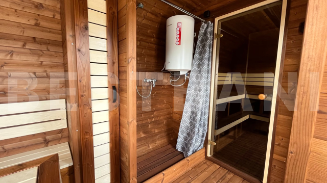 Квадро баня GINGER HONEY – душевая зона с занавеской, купить под ключ