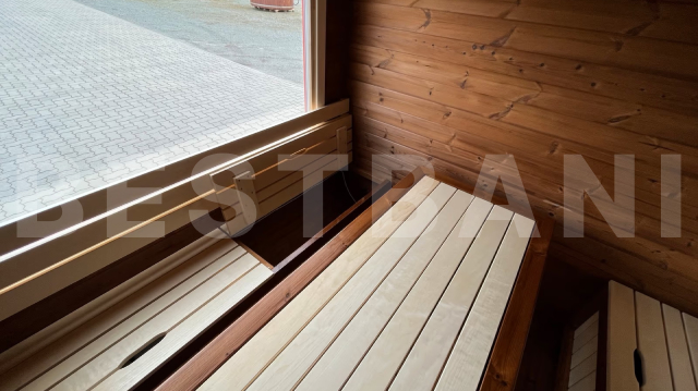 Квадро баня GINGER HONEY – премиальный интерьер, светлая древесина, заказать