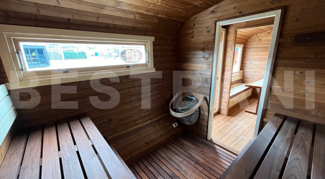 Квадро баня GINGER HONEY – премиальная парная, белая ольха, мощная печь