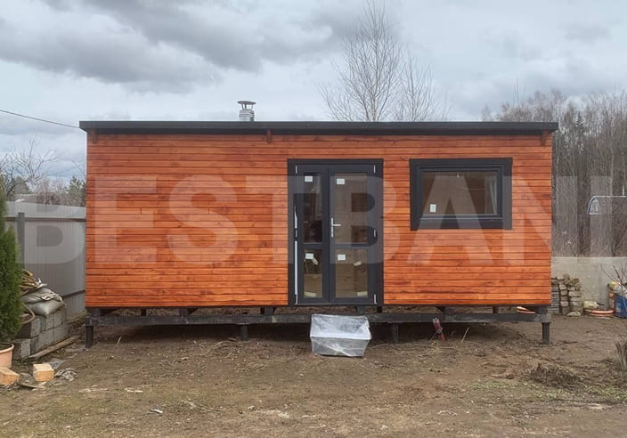 Баня «Парус» длиной 6 м, вид сбоку, терасса 1,5 м