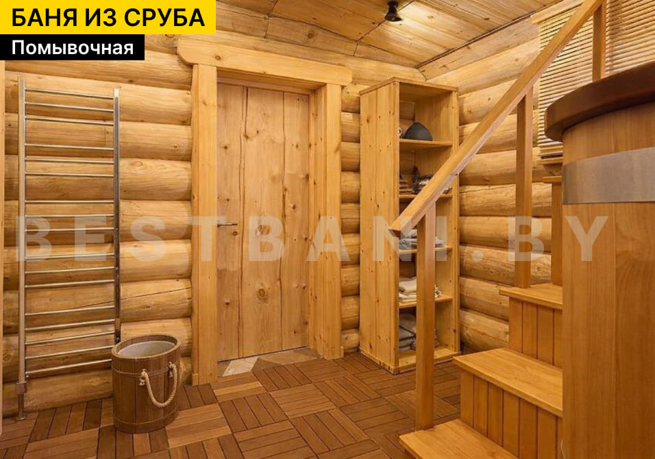 сруб бани с верандой