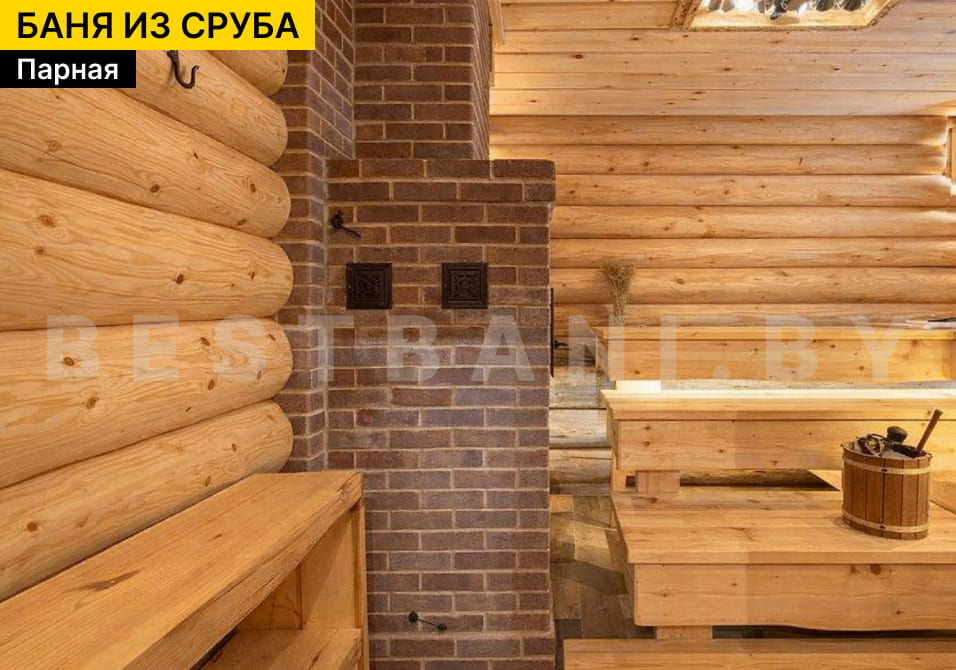 баня из сруба с панорамными окнами