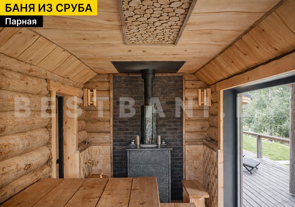 сруб бани из сосны