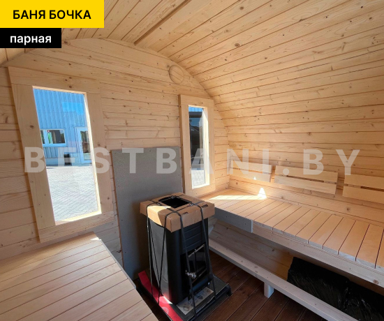 готовая баня бочка с окном